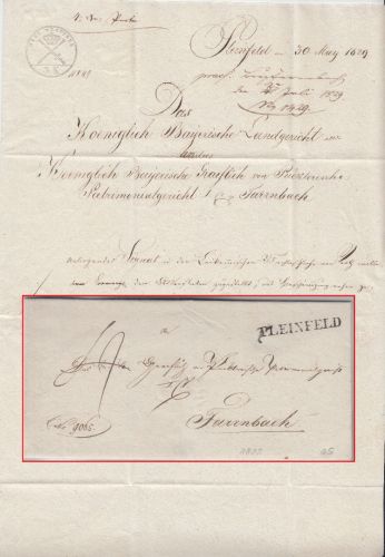 Bayern - Pleinfeld L1 Portobrief n. Farrnbach 1829