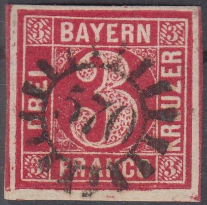 Bayern - 570 gMR 2. Verteilung Weißenburg a/S. 3 Kr. Quadrat rot breit-/überrdig