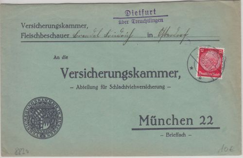 DR - Dietfurt ü. Treuchtlingen Landpost-L2 Brief n. München 1935