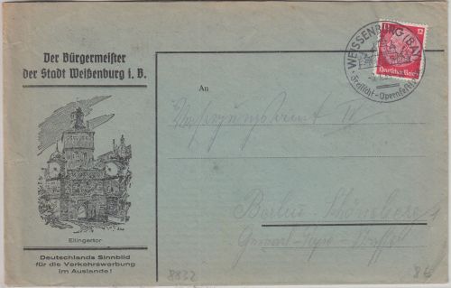 DR - Weissenburg 1939 illustr. Brief (Bürgermeister) n. Berlin