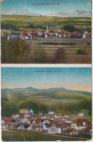 Bayern - Unterpeissenberg/Peissenberg-Sulz farb. Mehrbild-AK ungelaufen ca. 1920