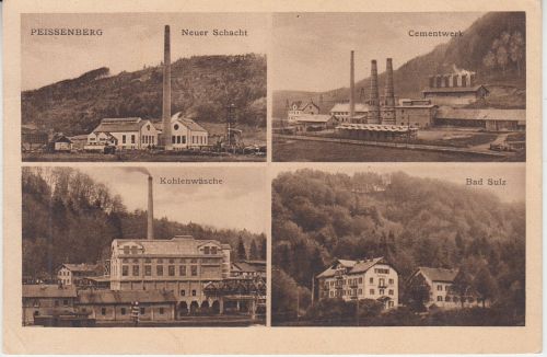 Bayern - Peissenberg Kohlenwäsche Zementwerk etc. sw-Mehrbild-AK gelaufen 1919