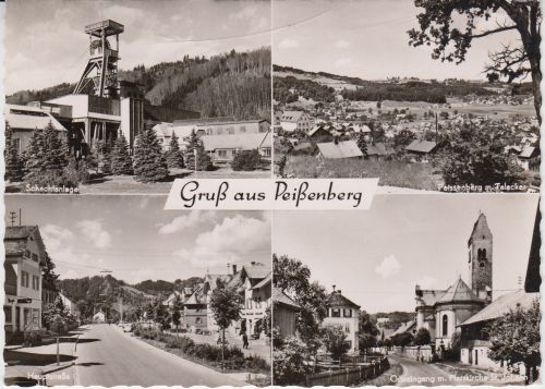 Bayern - Peissenberg Schachtanlage Hauptstraße sw-Mehrbild-Fotokarte 1963