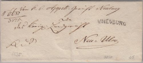 Bayern - v. Neuburg L1 Dienstbrief n. Neu-Ulm ca. 1820/25