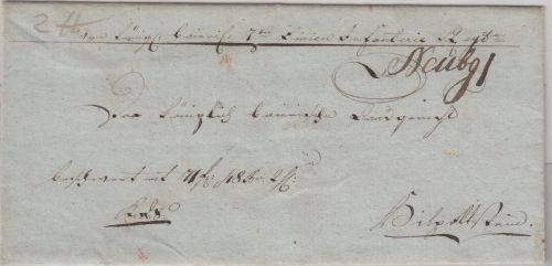 Bayern - Neubg (Neuburg) hds. Aufgabe Fahrpostbrief n. Hilpoltstein ca. 1820/30