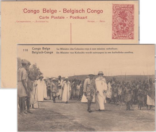 Belgisch Congo - 30 C. Bildganzsache (116/Empfang Kolonialminister) ungebr. 1922