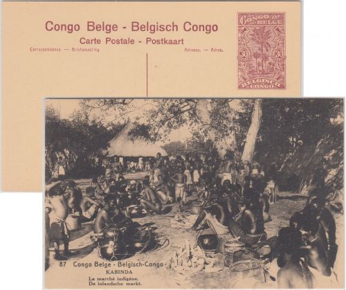 Belgisch Congo - 30 C. Bildganzsache (87/Eingeborenenmarkt) ungebr. 1922