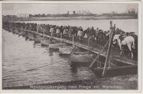 Polen - Weicheselübergang n. Praga b. Warschau sw-AK gelaufen/Feldpost 1916
