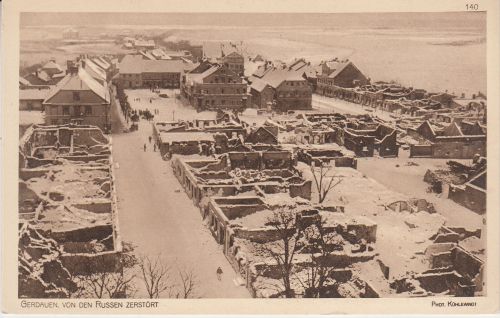 Ostpreussen - Gerdauen Ansicht d. zerstörten Ortes sw-AK ungelaufen 1915