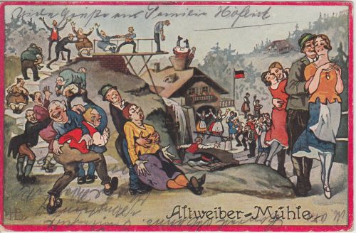 Juxkarte Altweiber-Mühle farb. AK gelaufen Freudenstadt 1925