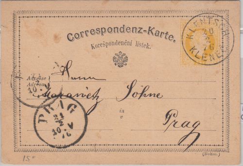 Österreich - 2 Kr. Franz-Joseph Ganzsache K1 Klentsch - Prag 1876