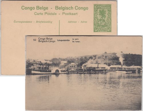 Belgisch Congo - 5 C. Bildganzsache (62/Leopoldville Le Port) ungebraucht 1912