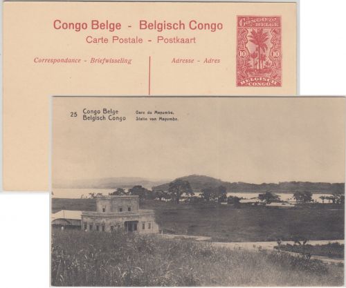 Belgisch Congo - 10 C. Bildganzsache (25/Mayumbe Bahnhof) ungebraucht 1912