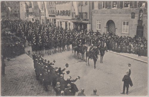 Bayern - Dillingen a/D. Einzug d. 8. Chevauleger Regiments sw-AK gelaufen 1909