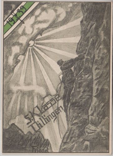 Bayern - Dillingen 5. Klasse 1939 Künstlerkarte Friedel Bergsteiger Studentika