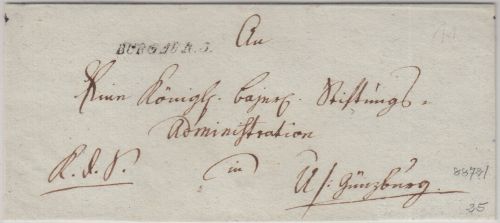 Bayern - Burgau R3 L1 Dienstbrief n. Günzburg ca. 1820