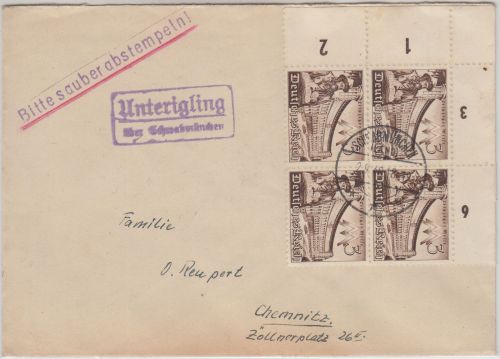 DR - Unterigling ü. Schwabmünchen Landpost-Ra2 Brief n. Chemnitz 1940
