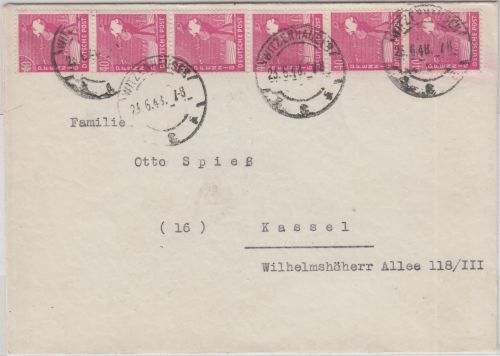 All.Bes./Währungsreform - 6x40 Pfg. Arbeiter Brief Witzenhausen 23.6.48 7-8