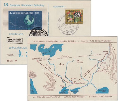 BRD - Schrobenhausen 1964 Landeort 13. Dt. Kinderdorf-Ballonflug Bernina