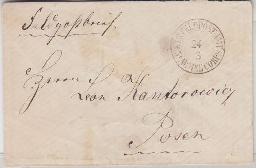 Feldzug 1870/71 - K.Pr. Feldpost-Amt 5t. Armee-Korps 24/3 K2 Feldpostbrief 1871