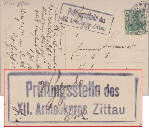 DR - Prüfungsstelle des XII. Armeekorps Zittau Ra2 Karte n. BÖHMEN Zittau 1915