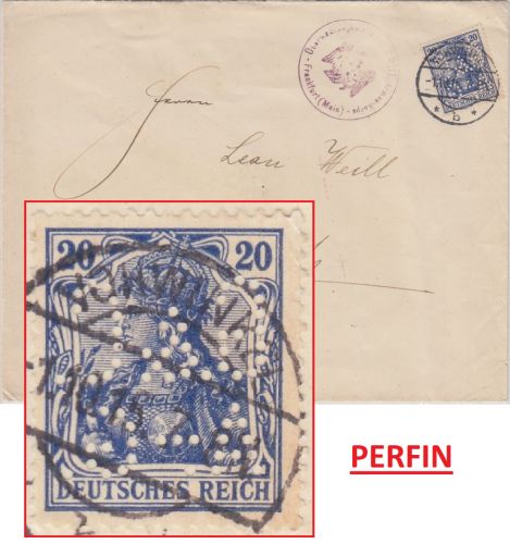 DR - 20 Pfg. Germania Perfin "G&C AG" Zensurbrief i.d. SCHWEIZ Vohwinkel 1916