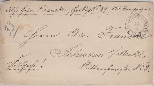 Feldzug 1870/71 - K.Pr. Feldpost-Relais No.12 14/11 K2 Feldpostbrief 1870