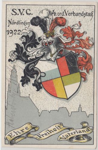 Bayern - Nördlingen SVC 4. ord. Verbandstag 1922 Sonderkarte m. Unterschriften
