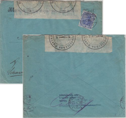 DR - "Militärischerseits unter Kriegsrecht.." L4 + Verschlusszettel Hamburg 1916
