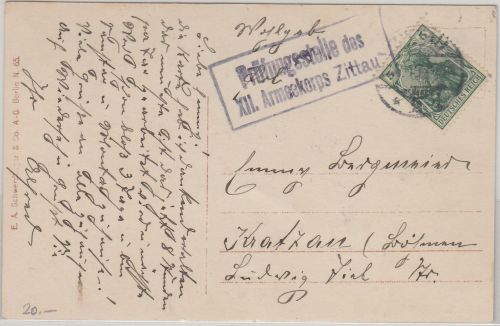 DR - Prüfungsstelle des XII. Armeekorps Zittau Ra2 Karte n. ÖSTERREICH 1915