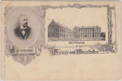 Bayern - Bad Wörishofen Dr. Baumgarten Kneippianum sw-Mehrbild-AK ca. 1900