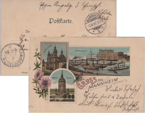 DR - "Soldatenbrief Eigene Angelegenheit.." Farblitho Mannheim - Ingolstadt 1897