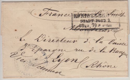 Feldzug 1870/71 - Königsberg 30.12.70 Ra3 Kriegsgefangenenbrief n. FRANKREICH