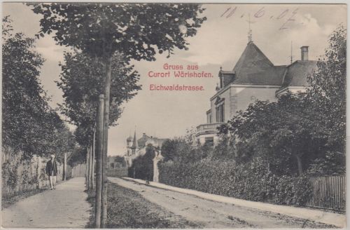 Bayern - Bad Wörishofen Eichwaldstraße sw-AK ungelaufen ca. 1910