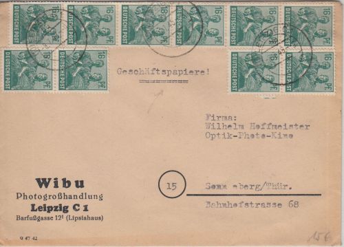 All.Bes./Währungsreform - 10x16 Pfg. Arbeiter Geschäftspapiere Leipzig 8.7.48