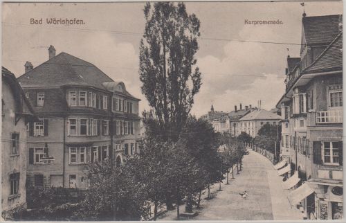 Bayern - Bad Wörishofen Kurpromenade sw-AK gelaufen 1923
