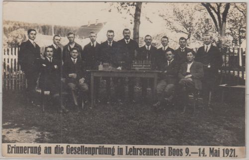 Bayern - Boos Gesellenprüfung Lehrsennerei 9.-14. MAI 1922 priv. Fotokarte