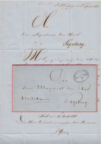 Feldzug 1850 - Schleswig Holst. Feldpost 19/4 Militariabrief Kiel Segeberg 1850
