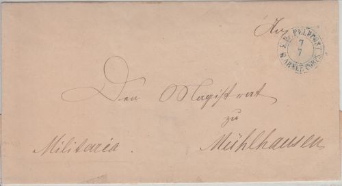 Feldzug 1866 - K.Pr.Feldpost-Amt III. Armee Corps 7/7 blauer K2 Militariabrief