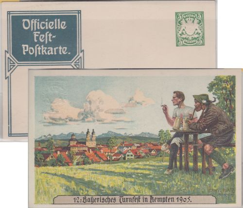 Bayern - Kempten 1905 12. Bayer. Turnfest 5 Pfg. Privatganzsache ungelaufen