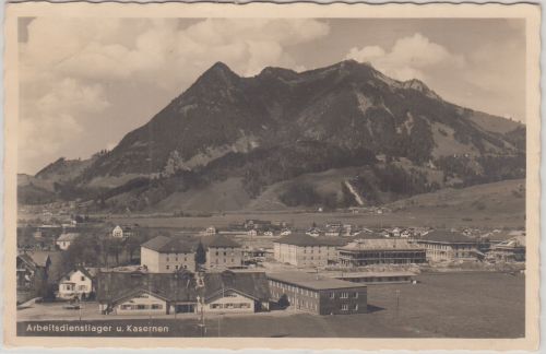 Bayern - Sonthofen Arbeitsdienstlager u. Kasernen sw-AK gelaufen ca. 1935