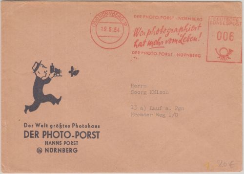 BRD - "Photo Porst - Wer photographiert..."6 Pfg. AFS Drucksache Nürnberg 1954