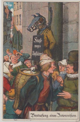 Justiz - Bestrafung eines Zotenreißers farb Künstlerkarte gelaufen Nürnberg 1921