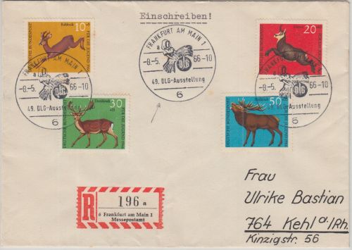 BRD - 49. DLG-Ausstellung Einschreibebrief SST Frankfurt a/M - Kehl 1966