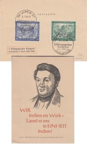 All.Bes. - 3. Pädagogischer Kongress SST Leipzig 1948 Sonderkarte K.F.W. Wander