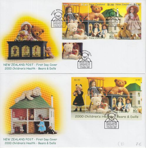New Zealand - Childrens Health Bears & Dolls 2 Schmuck-FDC 2000
