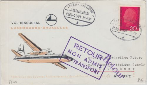 BRD - Trier Koblenz Überlandpost 0550-01/01 Zuleitung Luxair Erstflug 1966