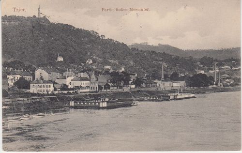 Rheinland-Pfalz - Trier linkes Moselufer sw-AK gelaufen/Zensur 1918