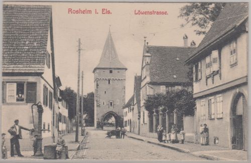 Elsass - Rosheim i. Els. Löwenstraße sw-AK gelaufen 1907