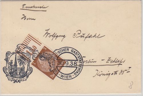 DR - Grossdt. Gaststättentag Maschinen-SST Drucksache Wien - Berlin 1938